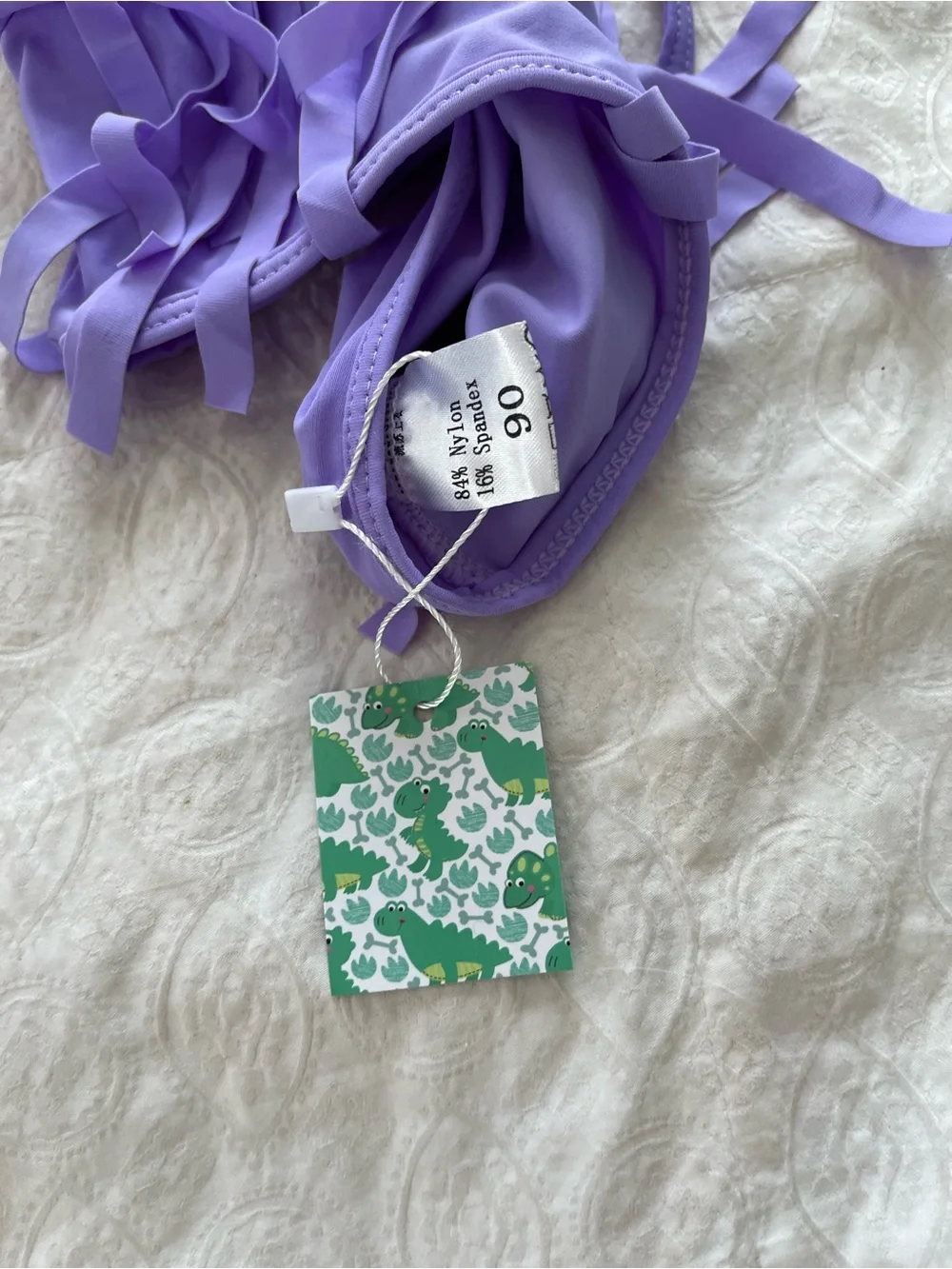 NWT: Girls Purple Fringe Swim Top
